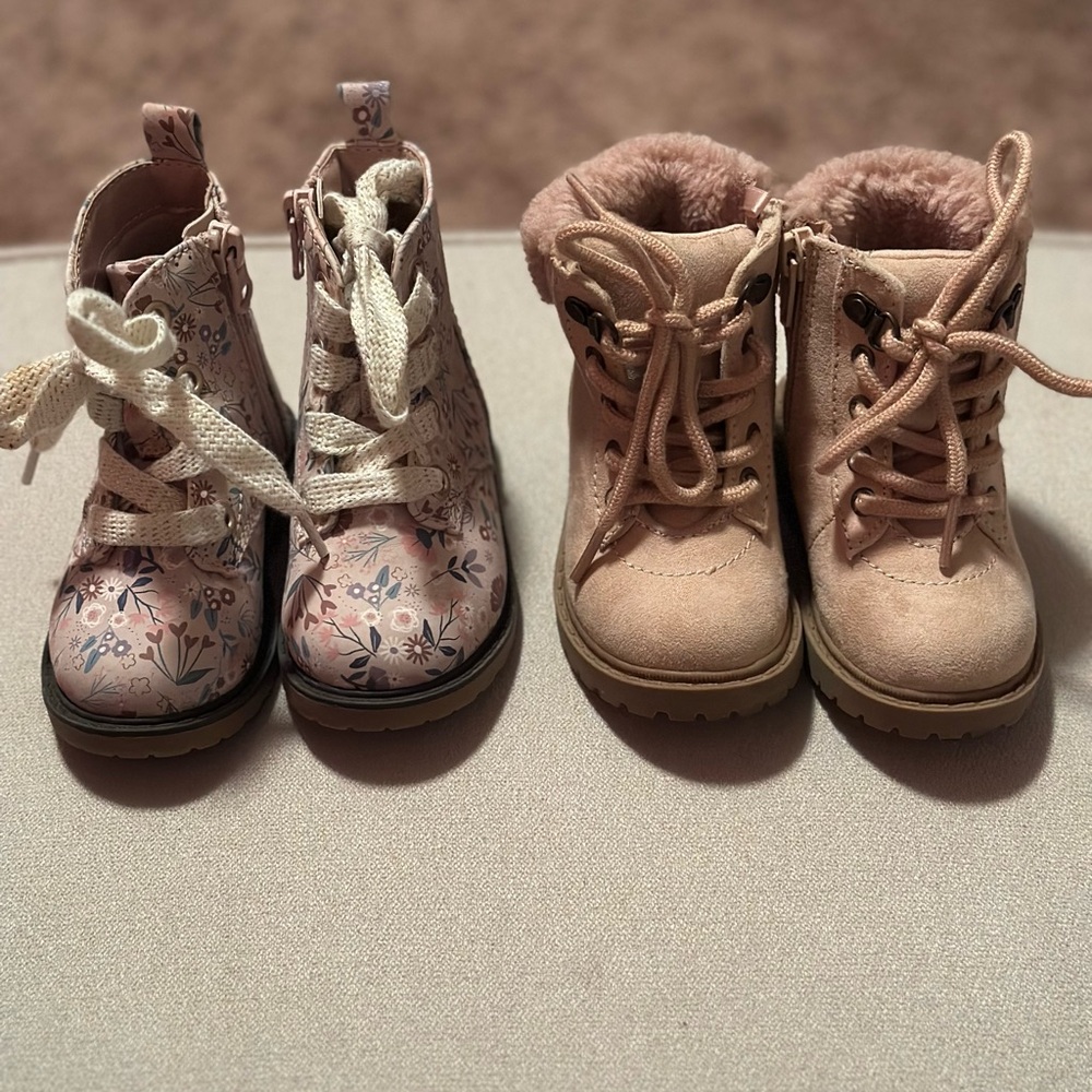Floral and Pink Kids Boots